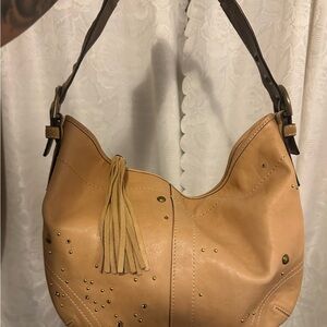 ✨SOLD Coach Tan Leather Shoulder Bag with Tassel